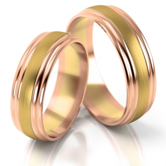 Obrączki ślubne AS135 (kolor złota: różowy / żółty / różowy)