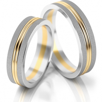 Obrączki ślubne AS148 (kolor złota: biały / żółty / biały)