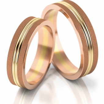 Obrączki ślubne AS148 (kolor złota: różowy / żółty / różowy)