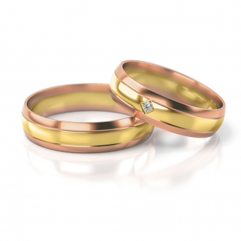 Obrączki ślubne AS255 (kolor złota: różowy / żółty / różowy)