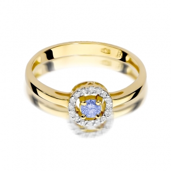 Złoty pierścionek z tanzanitem i brylantami BD238TZ