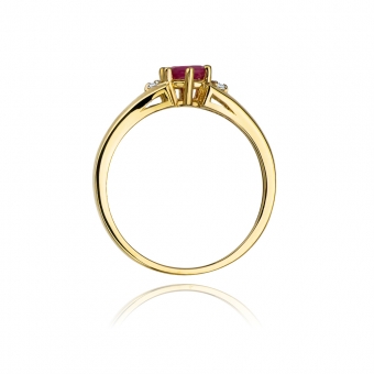 Złoty pierścionek z rubinem i brylantami BD76R