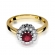 Złoty pierścionek z rubinem i brylantami BD284R