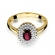 Złoty pierścionek z rubinem i brylantami BD303R