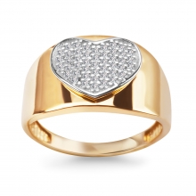 Złoty pierścionek z cyrkoniami w kształcie serca