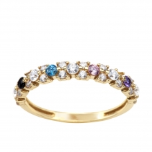 Złoty pierścionek z kolorowymi cyrkoniami
