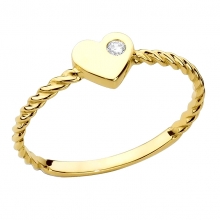Złoty pierścionek serce z cyrkonią PM014