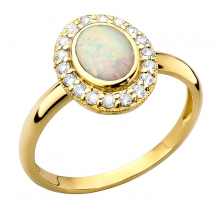 Złoty pierścionek z opalem i cyrkoniami PM024 Złoty pierścionek z opalem i cyrkoniami PM024