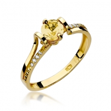 Złoty pierścionek z cytrynem i brylantami BD102C