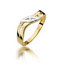 Złoty pierścionek zaręczynowy z brylantami 0.02ct BD109