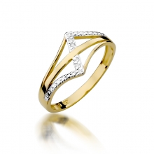 Złoty pierścionek zaręczynowy z brylantami 0.03ct BD114