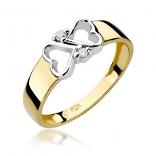 Złoty pierścionek 2 serca BD286/C