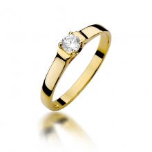 Złoty pierścionek zaręczynowy z brylantem 0.18ct BD381