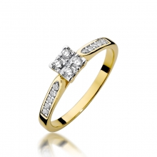 Złoty pierścionek zaręczynowy z brylantami 0.16ct BD402