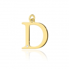 Złota zawieszka mała literka D z brylantem 0,005ct ZBD069D