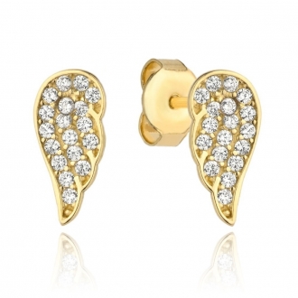 Złote kolczyki Skrzydełka anioła z cyrkonii KG3832