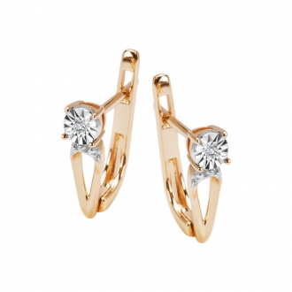 Złote kolczyki z żółtego i białego złota z brylantami