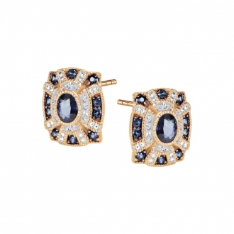 Złote kolczyki z szafirami i diamentami