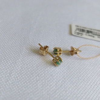 Złote kolczyki ze szmaragdami, żółte złoto