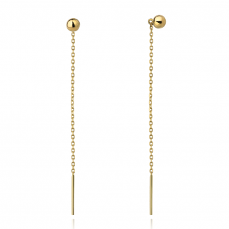 Złote kolczyki przewlekane kulki KG4876