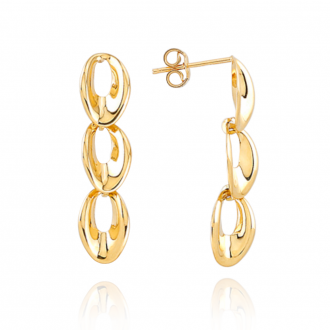 Złote kolczyki Trzy złote owale 5223