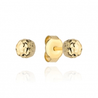 Złote kolczyki Kulki lekkie, diamentowane 5mm KG5905