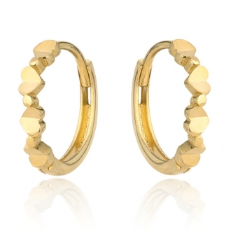 Złote kolczyki cztery złote serduszka KG5929