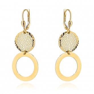 Złote kolczyki Ażurowe koło i ring KG480581