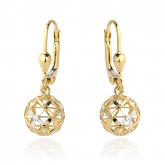 Złote kolczyki ażurowa kulka KG481074