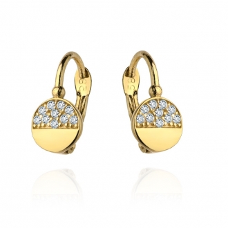 Złote kolczyki Pełne kółko pół złote pół cyrkonia KG4587