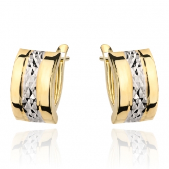 Złote kolczyki z diamentowanym białym złotem KG189241