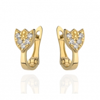 Złote kolczyki Tulipany z cyrkoniami KG5818