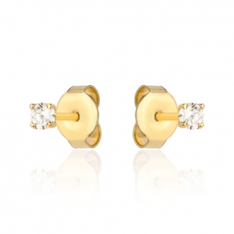 Złote kolczyki Biała cyrkonia w czterech łapkach KG480716