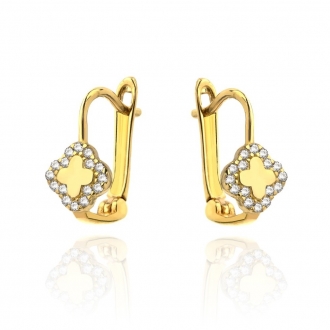 Złote kolczyki Koniczynka cyrkonie  KG4517