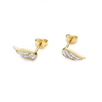 Złote kolczyki skrzydełka z brylantami 0,10ct CKBD002