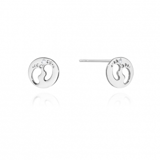 Złote kolczyki małe stópki z brylantami 0,01ct CKBD005