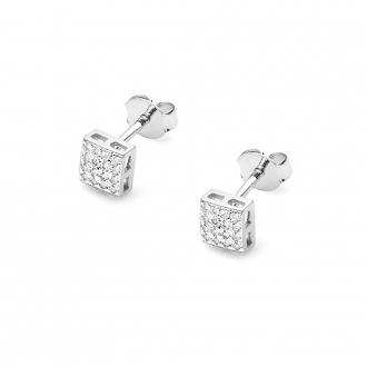 Złote kolczyki kwadraty z brylantami 0,16ct CKBD013