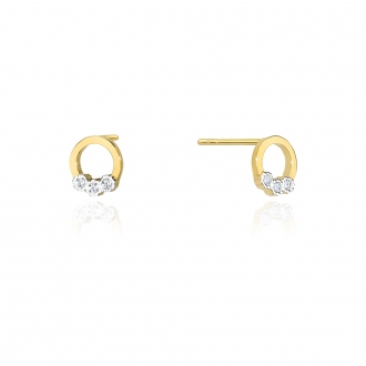 Złote kolczyki kółeczka z brylantami 0,05ct CKBD020