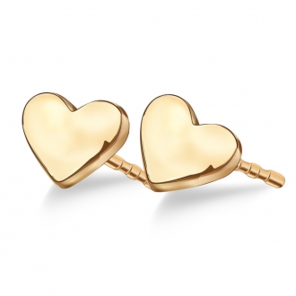 Złote kolczyki serca pełne, żółte złoto błyszczące