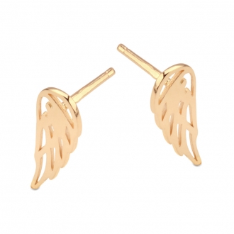 Złote kolczyki skrzydełka, zapięcie sztyft