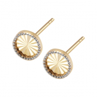 Złote kolczyki w kształcie koła, w żółte i białe złoto