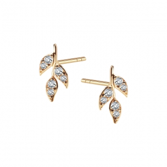 Złote kolczyki z cyrkoniami listki