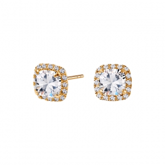 Eleganckie złote kolczyki z żółtego złota pr. 585 z cyrkoniami