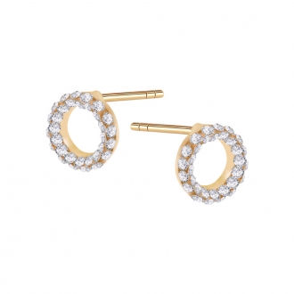 Złote kolczyki kółeczka  z cyrkoniami