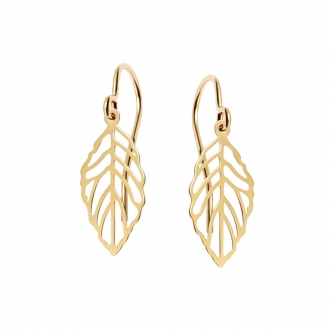 Złote kolczyki natura liście