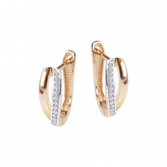 Piękne kolczyki z dwukolorowgo złota z cyrkoniami