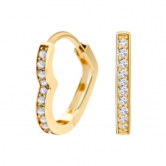 Złote kolczyki serce z cyrkoniami