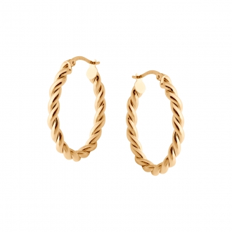 Złote kolczyki koła plecione skręcane obwarzanki