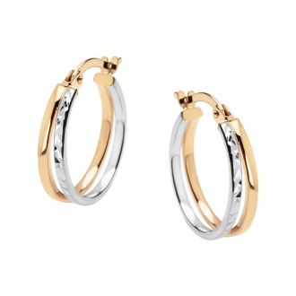 Złote kolczyki dwukolorowe nowoczesne