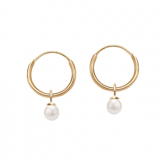 Złote kolczyki wiszące koła z perłami